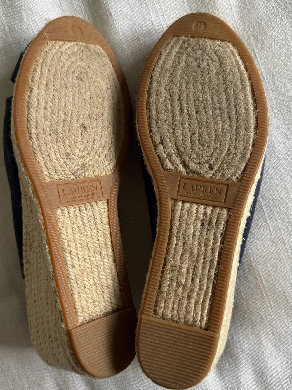 Lauren Ralph Lauren Wedge Sandals Womens Size 9 Blue Espadrille Slingback Summer